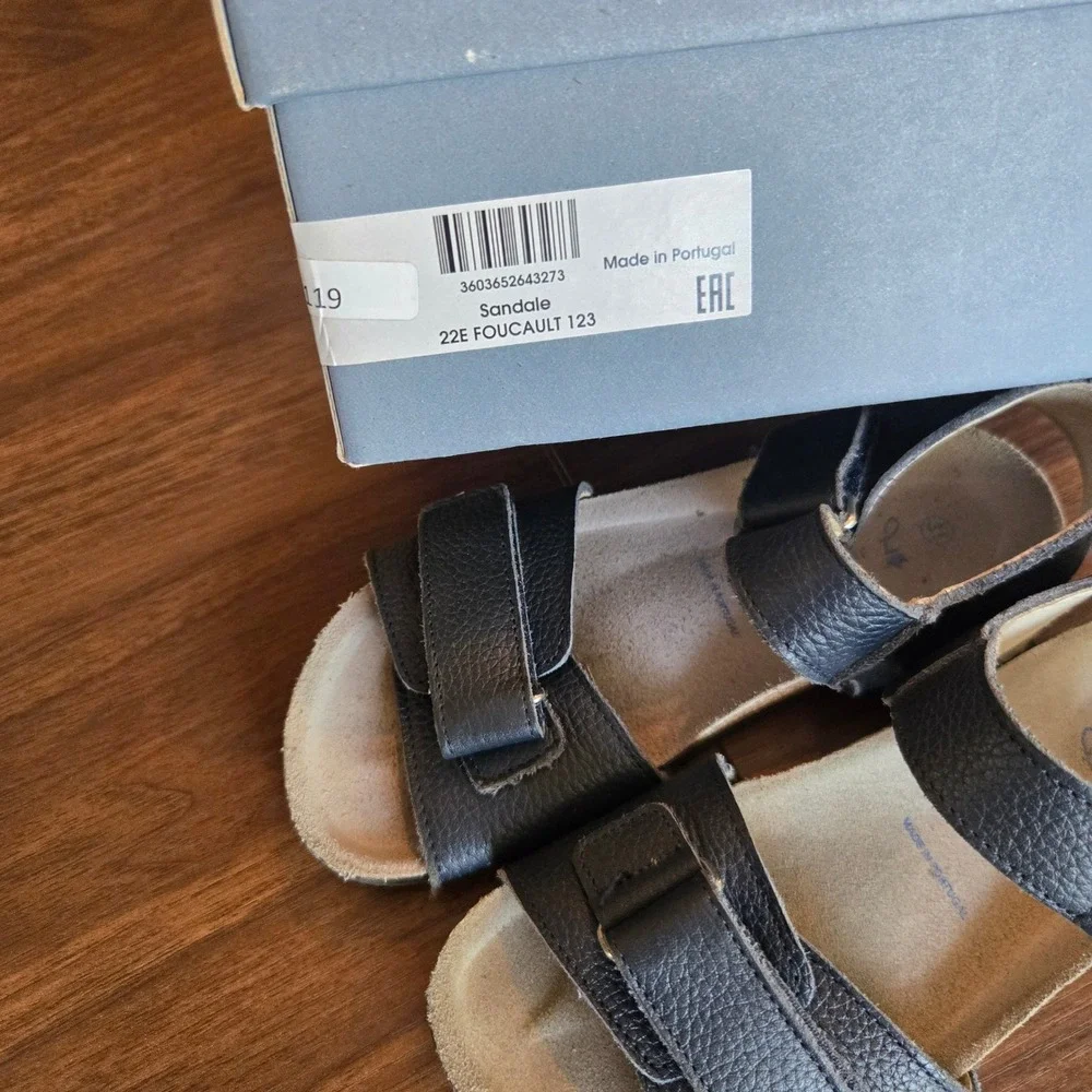 Jacadi Paris Foucault Navy Blue Leather Cork Footbed Sandals Kids Size 31 EU